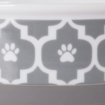 Bone Dry Lattice Collection Pet Bowl & Canister, Small Set, 4.25x2", Gray, 2 Count - color: Gray, size: Small Set, 4.25x2"