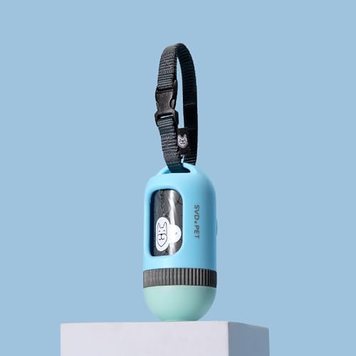SVD.PET Dog Poop Bag Dispenser, Retractable Dog Waste Bag Holder for Leash, Pet Poop Bag Holder with 15 Bags, Dog Walking Accessory (Blue/Jade) - color: Blue/Jade