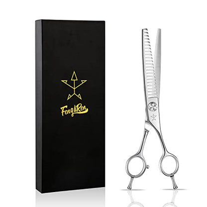 High-end Professional Dog Grooming Thinning Scissors Teeth Blending Shears Pet Texturizing Thinner Blender Shears 7 Inch Extremely Sharp Stainless Steel Alloy For Cat Horse And Other Animals - style: 7inch Thinning