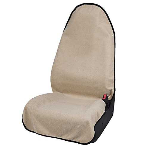 Leader Accessories Towel Waterproof Car Seat Cover Beige for Trucks SUV Seats Fitness Athletes Pets Gym and Water Sport - color: Towel Beige 1pcs