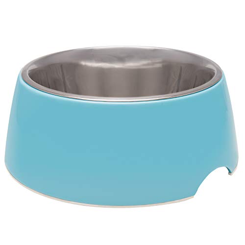 Loving Pets - Retro Bowl Dog Food Water Bowl No Tip Stainless Steel Elevated Pet Bowl No Skid Spill Proof (Medium, Blue) - color: Electric Blue, size: Medium