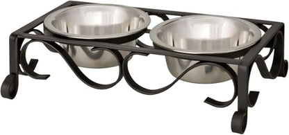 Loving Pets Elevated Dog Bowls – Raised Stainless Steel Dog Bowls with Steel Stand – Non-Skid, No Spill Feeder for Small, Medium & Large Dogs – Easy to Clean, Durable Raised Dog Feeding Station - color: Matte Black, size: 1 Quart