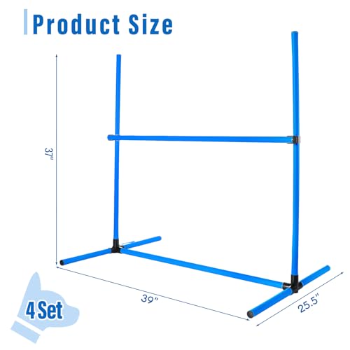 Shappy 4 Pieces Dog Agility Equipment with Adjustable Height Jump Bars Adjustable Dog Agility Jumps with Carry Bag Exercise Jumping Hurdles for Indoor Outdoor Course Game(Blue) - color: Blue