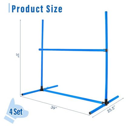 Shappy 4 Pieces Dog Agility Equipment with Adjustable Height Jump Bars Adjustable Dog Agility Jumps with Carry Bag Exercise Jumping Hurdles for Indoor Outdoor Course Game(Blue) - color: Blue