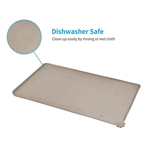 AUDWUD Silicone Waterproof Pet Feeding Mats,Anti Slip Bowl Pad, Dog Mat for Food and Water - color: Adobe Brown, size: 18.5" x 11.5"