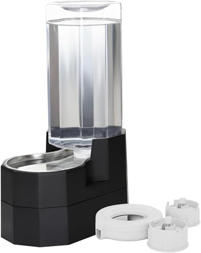 RIZZARI 9L Dog Water Dispenser - Raised, Stainless Steel | Gravity Fed, Includes Filter, BPA-Free, Leak-Proof, Non-Slip Base, For Senior Dogs & Multi-Pet Homes, Indoor/Outdoor - color: Ebony, size: 9L Raised