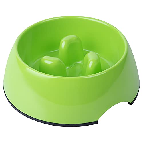 Super Design Slow Feeder Dog Bowl, Melamine, 1.5 Cup, Green, 8.6 x 8.4 x 2.7 in, 1.39 Pounds - color: Green, size: L