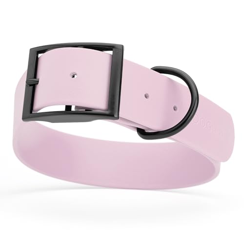 Dogline Biothane Waterproof Dog Collar Strong Coated Nylon Webbing with Black Hardware Odor- Proof for Easy Care Easy to Clean High Performance Fits Small Medium or Large Dogs, Pastel Purple