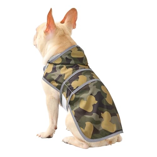 Dog Raincoat for Medium Dogs Waterproof Jacket Hooded Rain Coats with Reflective Strips Leash Hole & Poncho Adjustable Fit (CamoDuck,M) - color: Camo Ducks, size: Medium