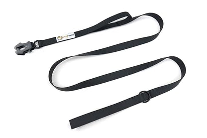6ft Black Dual Handle Silicone Tactical Dog Leash for Medium, Large, Giant, Police Breeds | Quick Release Swivel Clip Carabiner | Coated Nylon Heavy Duty | Strong Puller | Training Leashes - color: Black