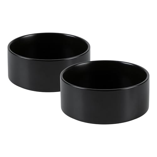 Havniva 5.1” Ceramic Dog Bowls, Small Dog Food and Water Bowl Set of 2, Durable Dog Water Bowl with Non-Slip Rubber Base Large Capacity Pet Feeding Bowl for Small Dogs - color: Matte Black, size: 5.1 Inch