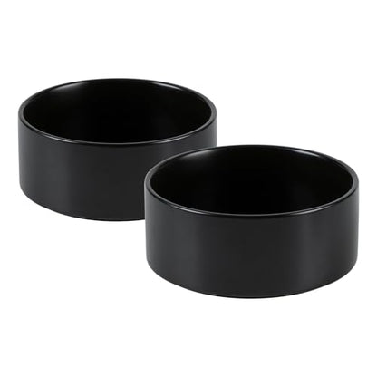 Havniva 5.1” Ceramic Dog Bowls, Small Dog Food and Water Bowl Set of 2, Durable Dog Water Bowl with Non-Slip Rubber Base Large Capacity Pet Feeding Bowl for Small Dogs - color: Matte Black, size: 5.1 Inch