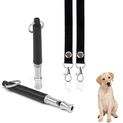 Dog Whistle to Stop Barking, Adjustable Pitch Ultrasonic Training Tool Silent Bark Control for Dogs-2 Free Lanyard Strap with Pack of 2 PCS Pet Whistle