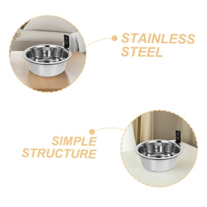 Toyvian 2sets Wall Mounted Elevated Dog Bowl Stainless Steel Feeding Station for Dogs Space-Saving Design Easy to Clean for Crates and Cages