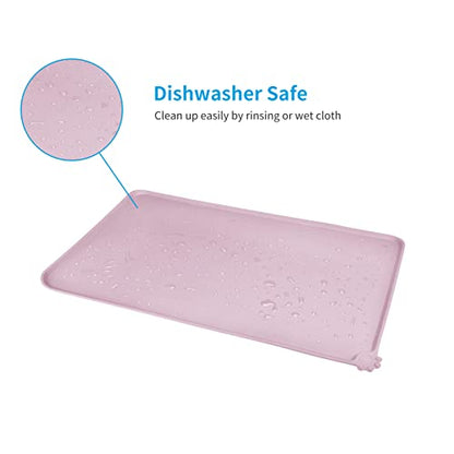 AUDWUD Silicone Waterproof Pet Feeding Mats,Anti Slip Bowl Pad,Dog Mat for Food and Water - color: Peach Pink, size: 18.5" x 11.5"