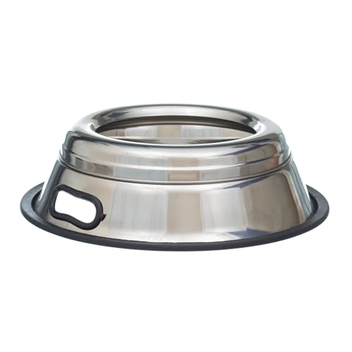 Indipets Stainless Steel Spill Proof Splash Free Dog Bowl - 32oz - Removable Cover and Easy Pick Up Grip Handle