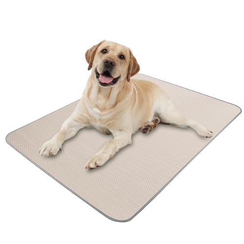 Buvlnee Summer Dog Cooling Mat Washable Ice Silk Self Cool Pad for Small Medium Large Dogs and Cats, Pet Sleeping Pad for Crate, Bed, Indoor & Outdoor Floor, Car Seats - color: Khaki, size: 40x28in