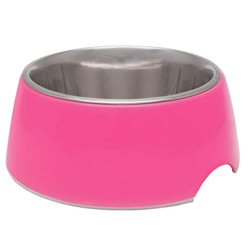 Loving Pets - Retro Bowl Dog Food Water Bowl No Tip Stainless Steel Elevated Pet Bowl No Skid Spill Proof (Medium, Pink) - color: Hot Pink, size: Medium