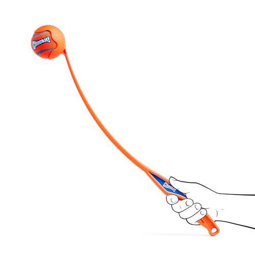 Chuckit! Sport 26L Dog Ball Launcher - Includes a 3-inch Diameter Large Ball for Dogs 60-100 Pounds - Manual Thrower for Dog Balls With a Slim Ergonomic Handle - 26-inch Length - size: Large, style: Sport