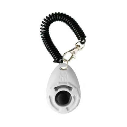 Dog Training Clicker Pet Training Sound Behavioral Tool with Wrist Strap for Dog Cat Horse White - color: white