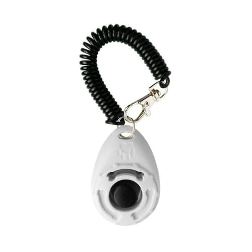 Dog Training Clicker Pet Training Sound Behavioral Tool with Wrist Strap for Dog Cat Horse White - color: white