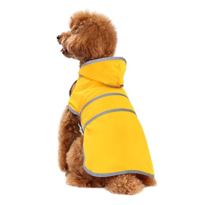 Dog Raincoat for Small Dogs Puppies Waterproof Jacket Hooded Rain Coats with Reflective Strips Leash Hole & Poncho Adjustable Fit (Yellow,XS) - color: B.Yellow, size: X-Small