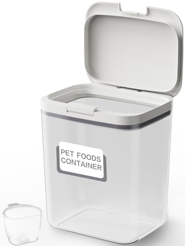 LivLab Mker Dog Food Storage Container 5 lbs Airtight Pet Food Storage Containers with Lids, Cat Food Container, BPA Free, Rice Container, Flour Dispenser(6 lbs), white - color: (D979)-5.5L