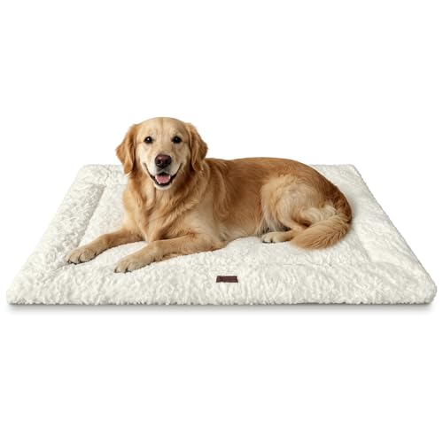 Reversible Dog Bed Mat 47"x29" for Large Dogs - Supportive Double-Sided Crate Pad, All-Season Cooling & Warmth, Ultra Soft Machine Washable Pet Bed, Fits Most 48-Inch Kennels, Beige - color: Beige, size: 47"L x 29"W x 1.2"Th
