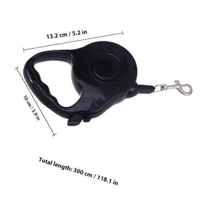 Generic Automatic Retractable Dog Leash for Small to Medium Pets Black Traction Rope with Brake System and One-Handed Stop Large Handle for Comfortable Grip During and Walking