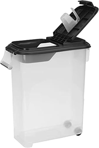 Buddeez Airtight Pet Food Storage Container - 50 QT/50 LB Capacity Dog Food Storage Container - Cat Food Container, Bird Seed Storage Container, Rolling Storage Bin, Air Tight with Handle & Scoop - color: Black, size: 1 Pack (50 Quart)