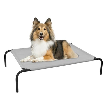 Heavy Duty Steel-Framed Portable Elevated Pet Bed, Elevated Cooling Pet Cot, 43.5" L x 25.5" W x 7.8" H(M, Grey) - color: Grey, size: Medium