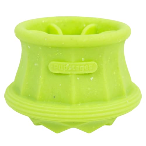 Flex-Force Interactive Treat Dispensing Puzzle Dog Toy for Enrichment, Holds Wet & Dry Food, Wobble Base, Lickable, Freezable & Dishwasher-Safe, Watermelon-Banana Scent, All Breeds, 4.3" - color: Treat Cup Green