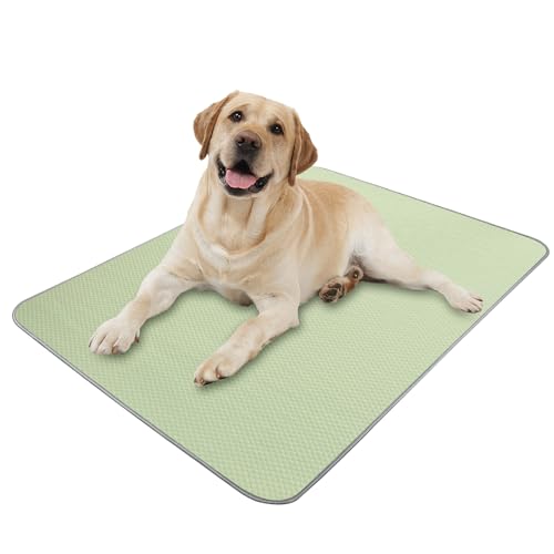 Buvlnee Summer Dog Cooling Mat Washable Ice Silk Self Cool Pad for Small Medium Large Dogs and Cats, Pet Sleeping Pad for Crate, Bed, Indoor & Outdoor Floor, Car Seats - color: Green, size: 40x28in