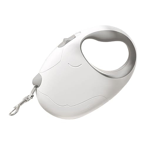 Retractable Dog Leash, 16ft Strong Nylon, 360° Tangle-Free, Dog Pattern for Small, Medium, and Large Dogs Up to 110 lbs (White) - color: white