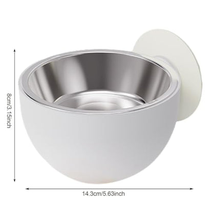 Wall Mounted Pet Bowls - Elevated Pet Bowl Magnetic Dog Food Bowls, Elevated Cat Serveware | Black, White, Stainless Steel + PP Wall Mount Raised Puppy Food Bowl Dishwasher Safe for Pets Feeding - color: White