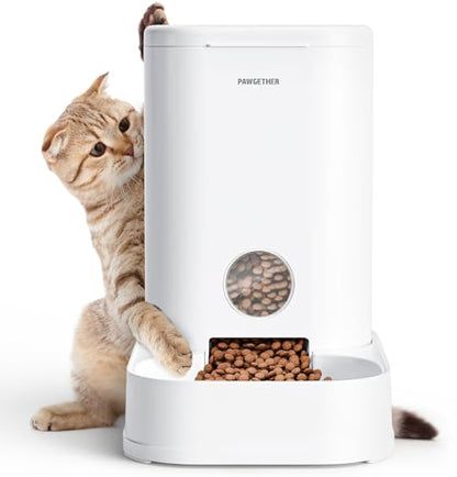 PAWGETHER® Gravity Cat Feeder, 1 Gallon/3.5L Dog Food Dispenser, No-Electricity Automatic Pet Feeder, Auto Refill Food Bowl for Cats & Small, Medium Dogs Easy to Fill - color: Feeder