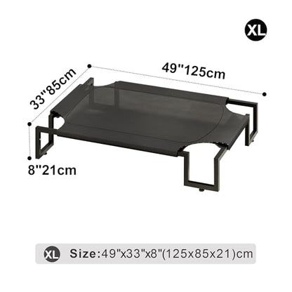 Elevated Dog Bed,Raised Outdoor Dog Bed for Large Sized Dogs,Waterproof Cooling Dog Cot with Washable Breathable Teslin Mesh,Indoor Pet Bed with Heavy Duty Frame,No-Slip Feet,Black 125×85×21cm - size: XL 125L×85W×22H cm