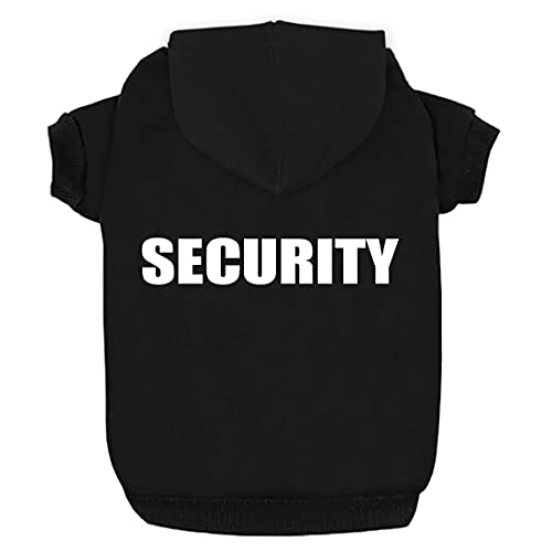 Security Dog Hoodies Clothes Apparel Winter Sweatshirt Warm Sweater Cotton Puppy Hoodie for Small Dog Medium Large Cat Black, M - color: Black, size: Medium (Chest girth: 15.4")