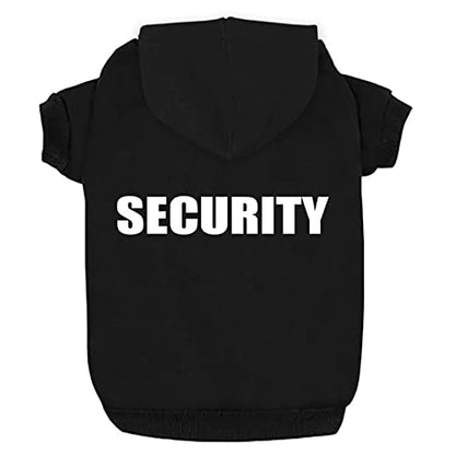 Security Dog Hoodies Clothes Apparel Winter Sweatshirt Warm Sweater Cotton Puppy Hoodie for Small Dog Medium Large Cat Black, M - color: Black, size: Medium (Chest girth: 15.4")