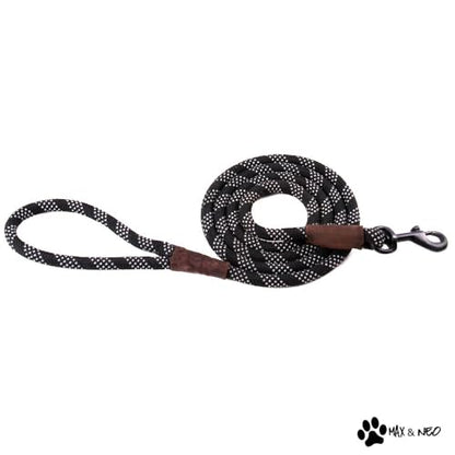 Max and Neo Rope Leash Reflective - 6 FT x 1/2" (Black, Donates to Dog Rescue) - color: BLACK