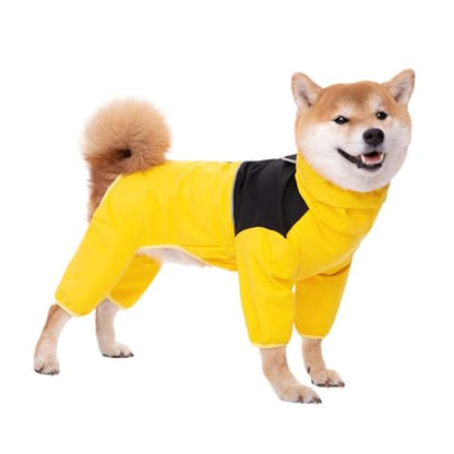 Pet Dog Four Leg Windbreaker, Waterproof and Windproof, Medium to Large Dog Belly Suit - color: beige