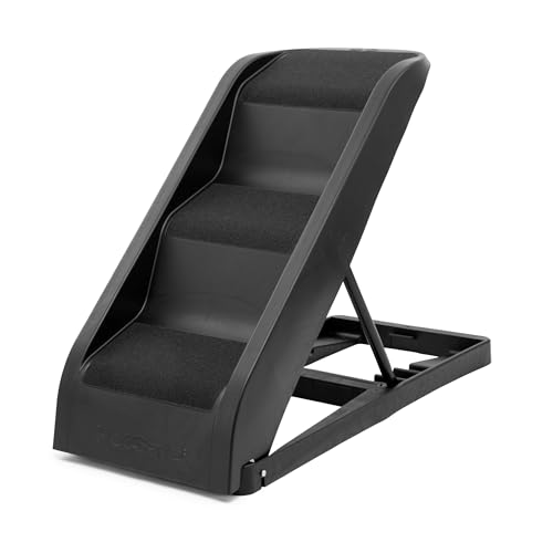 PetSafe Happy Ride Side Door Dog Stairs for Cars & SUVs, Foldable Back Seat Dog Steps with 3 Heights