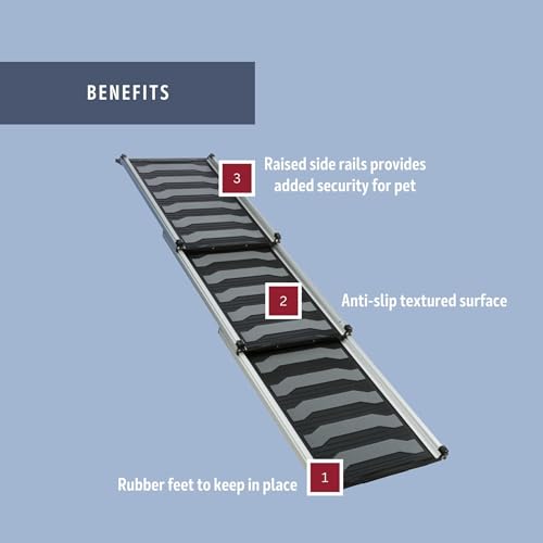 Trixie Telescoping Dog Ramp, Silver/Black | Adjustable Lengths, Made of Lightweight Aluminium, Ideal for Cars and SUVs, Easily Adjustable - color: Telescope Ramp