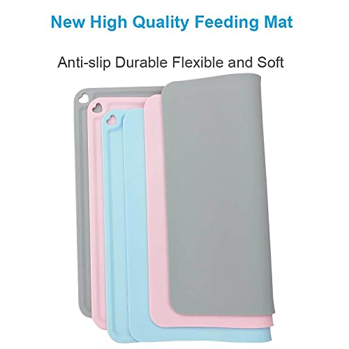 JiangYanus Silicone Pet Feeding Mat for Dog Cat Bowls, Non Slip Waterproof | Cat & Dog Bowl Mats Tray with Raised Edges for Food and Water, Pet Bowl Mat Dog Placemats to Prevent Water Spills on Floor - color: Green