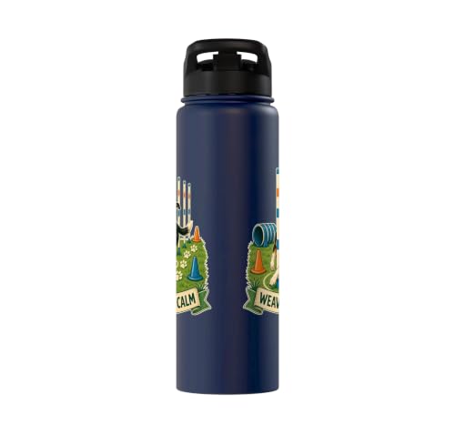 WEAVE POLE CALM Dog Agility Course Stainless Steel Insulated Water Bottle - color: Navy Blue