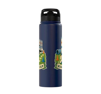 WEAVE POLE CALM Dog Agility Course Stainless Steel Insulated Water Bottle - color: Navy Blue