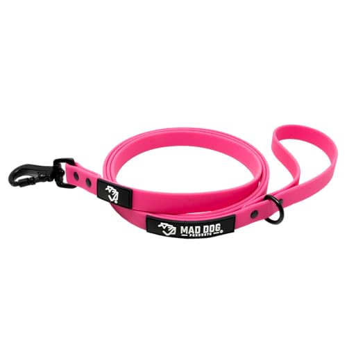 Biothane Dog Leash by Mad Dog Products - (.75" x 6 Foot Clip Leash, Pink) - color: Pink