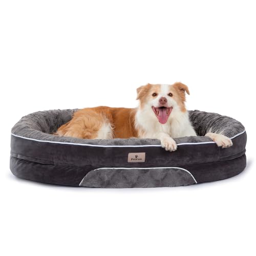 Orthopedic Dog Bed Couch for XLarge Sized Pets with Egg Foam Support, Four-Sided Bolster Cushions, Soft Tear-Resistant Fabric, and Removable Machine Washable Plush Cover, 42'', Dark Gray - color: Dark Gray, size: X-Large | 42 inch