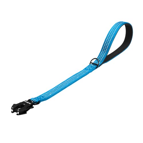 PetBonus Heavy Duty Short Dog Leash, 24 Inch Nylon Traffic Leash with Quick Release Clip, Comfortable Padded Handle, Reflective Training Lead for Medium Large Dogs (Light Blue, 24") - color: Light Blue, size: 24 Inch