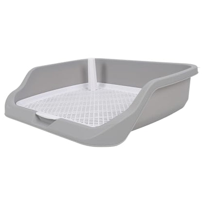 SUNGOOYUE Dog Potty Tray Portable PP Puppy Training Toilet 21.3 X 17.7 X 5.1 in Detachable Washable with Wall Mesh Design for Small Dogs Indoor Use (Gray)